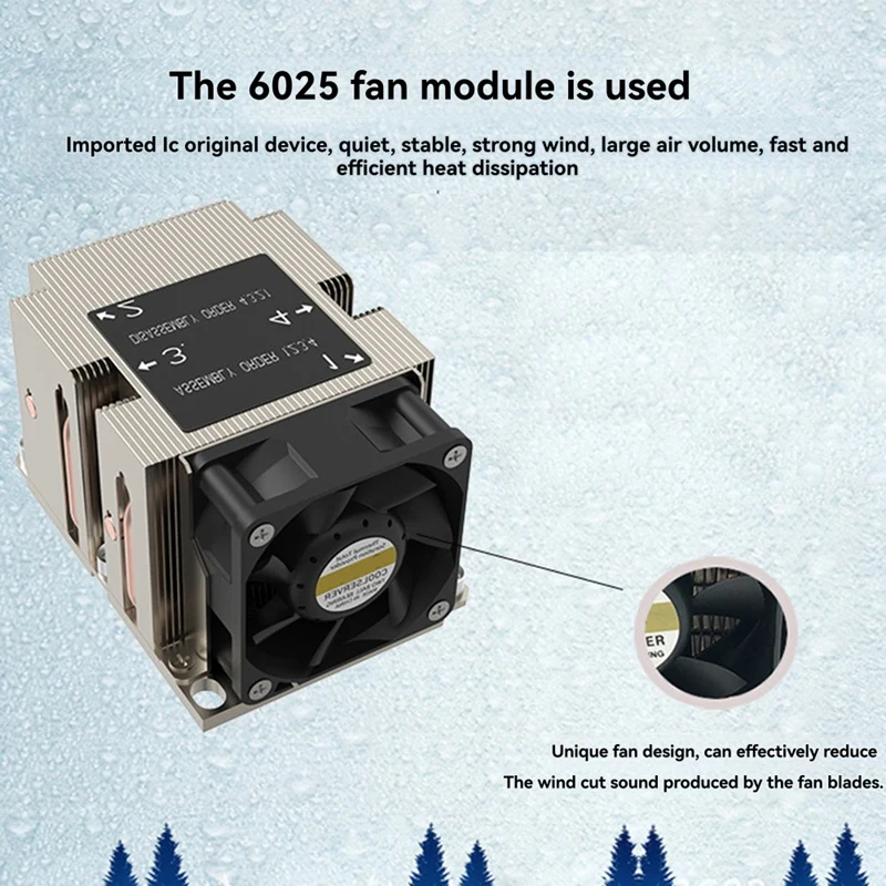 Cooling Fan LGA3647-2U-R83 240W For Lga 3647 Narrow Type Radiator 2U Heat Sink 4 Heat Pipe Side Blow