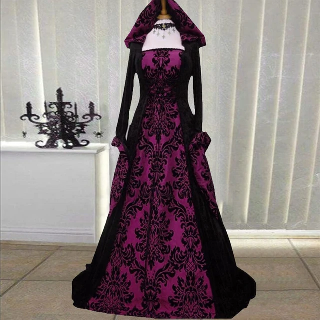 Disfraz medieval para mujer, vestido victoriano de talla grande, manga  acampanada, hombros descubiertos, vestidos medievales vintage