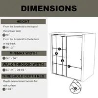 56-60" W x 70" H Semi-Frameless Sliding Shower Door, Glass Shower Door Brushed, Shower Doors can be Installed Left and Right 2
