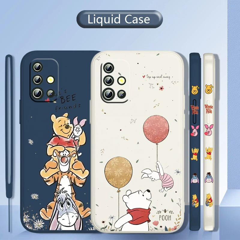 Custodia Per Telefono Disney Winnie Pooh Tigger Per Samsung Galaxy A73 A53 A33 A52 A32 A22 A71 A51 A21S 4G 5G Liquid Left Rope Cover