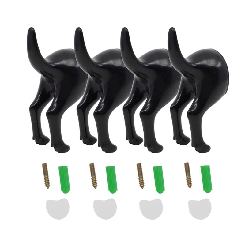 4Pcs Nordic Plastic Dog Tail Hooks with Screws Adhesive Tape Wall Mounted Key Hanger Hat Coat Decoration wholesales 6