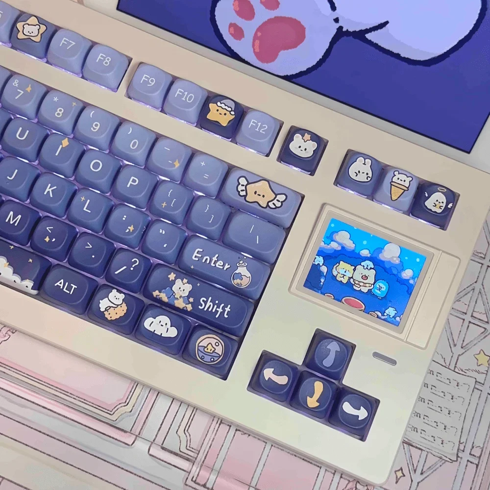 cute-bear-blue-keycap-picking-stars-pbt-moa-five-sided-sublimation-keycap-cartoon-mechanical-keyboard-keycaps-for-girls