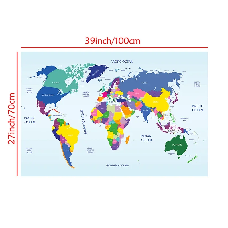 Map of The World 100x70cm Painting Wall Non-woven Canvas Art Poster Modern Decorative Prints Room Office School Study Supplies world map poster