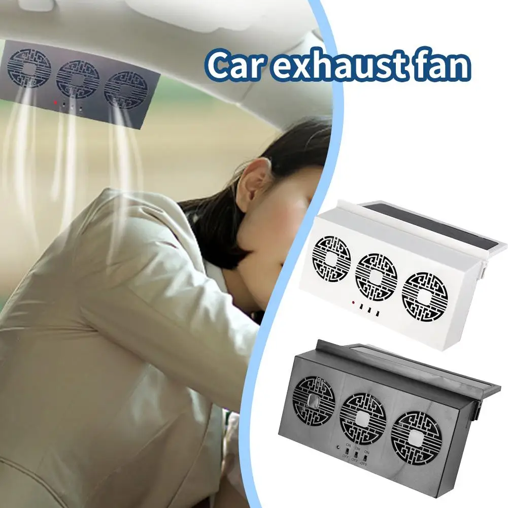 

Car Window Fan 3 Cooler Solar Powered Fan Car Ventilator Odors Frontseat Removing Vent Energy Radiator Purifiers Backseat S J2F6