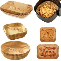Doublures en papier pour friteuse à air, papier de cuisson étanche, huile-verde de poulet, rond, carré, rectangle, parchemin, fournitures de fête de cuisine 1