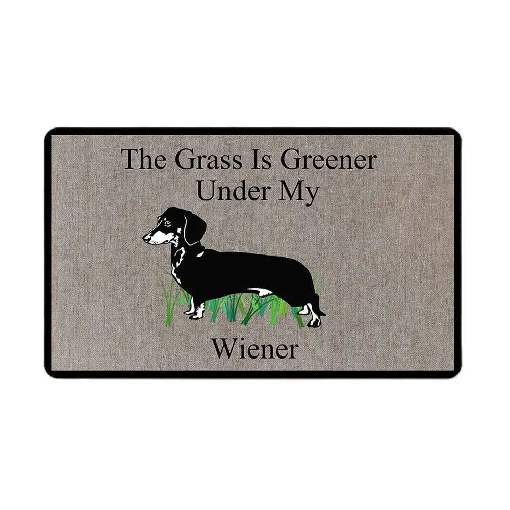 

The Grass is Greener Under My Wiener Funny Doormat Outdoor Indoor Porch Patio Party Holiday Home Decor Floor Door Mat Rug Rubber