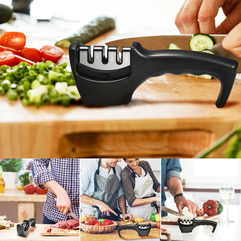 3 Stages Knife Sharpener Professional Kitchen Sharpening Stone Tungsten Steel Ceramic Sharpener Kitchen Tools Knives Accessories