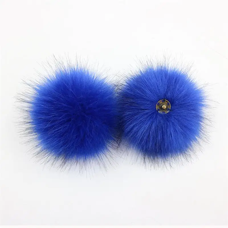 10 12 15cm False Hairball Hat Ball Pom Pom DIY Ball Wholesale Cap Accessories Multicolor Faux Fox Fur PomPom With Buckle beanie skully hat