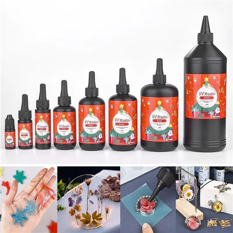 10/25/50/100/200/250/500/1000g Hard UV Epoxy Resin Glue Ultraviolet Curing Sunlight Activated Crystal Clear DIY Jewelry Making
