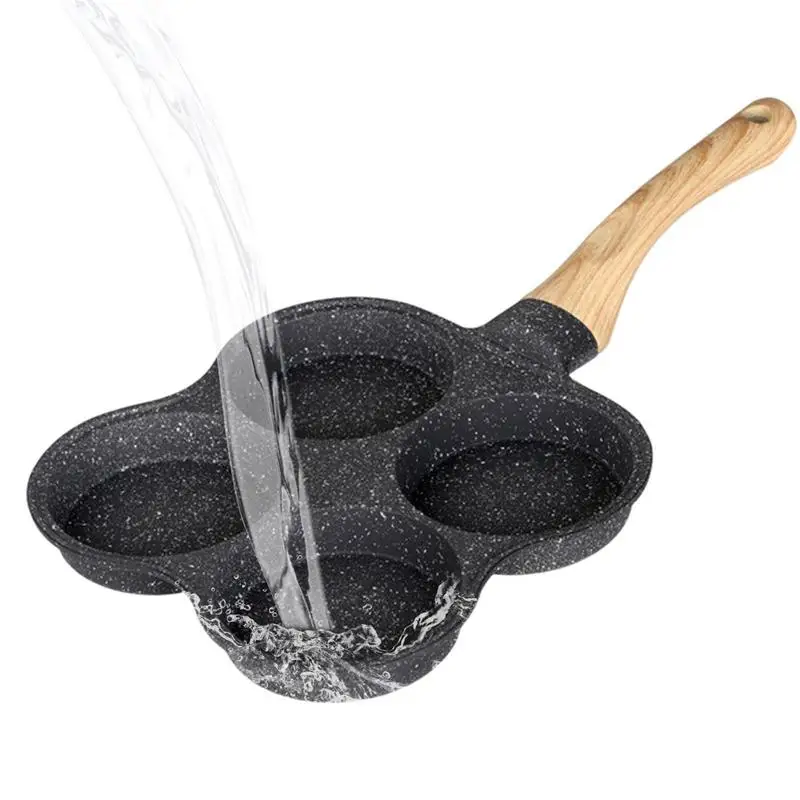 

Breakfast Egg Frying Pan Anti-scald 4 Cup Pancake Pan Non-Stick Egg Cooker Pan Compatible With All Heat Sources For Egg Burger