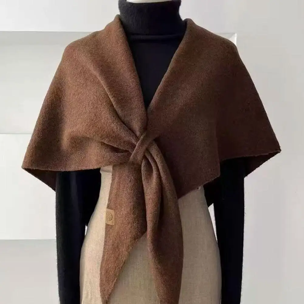 Womens Retro Triangle Shawl Cape Solid Color Scarf