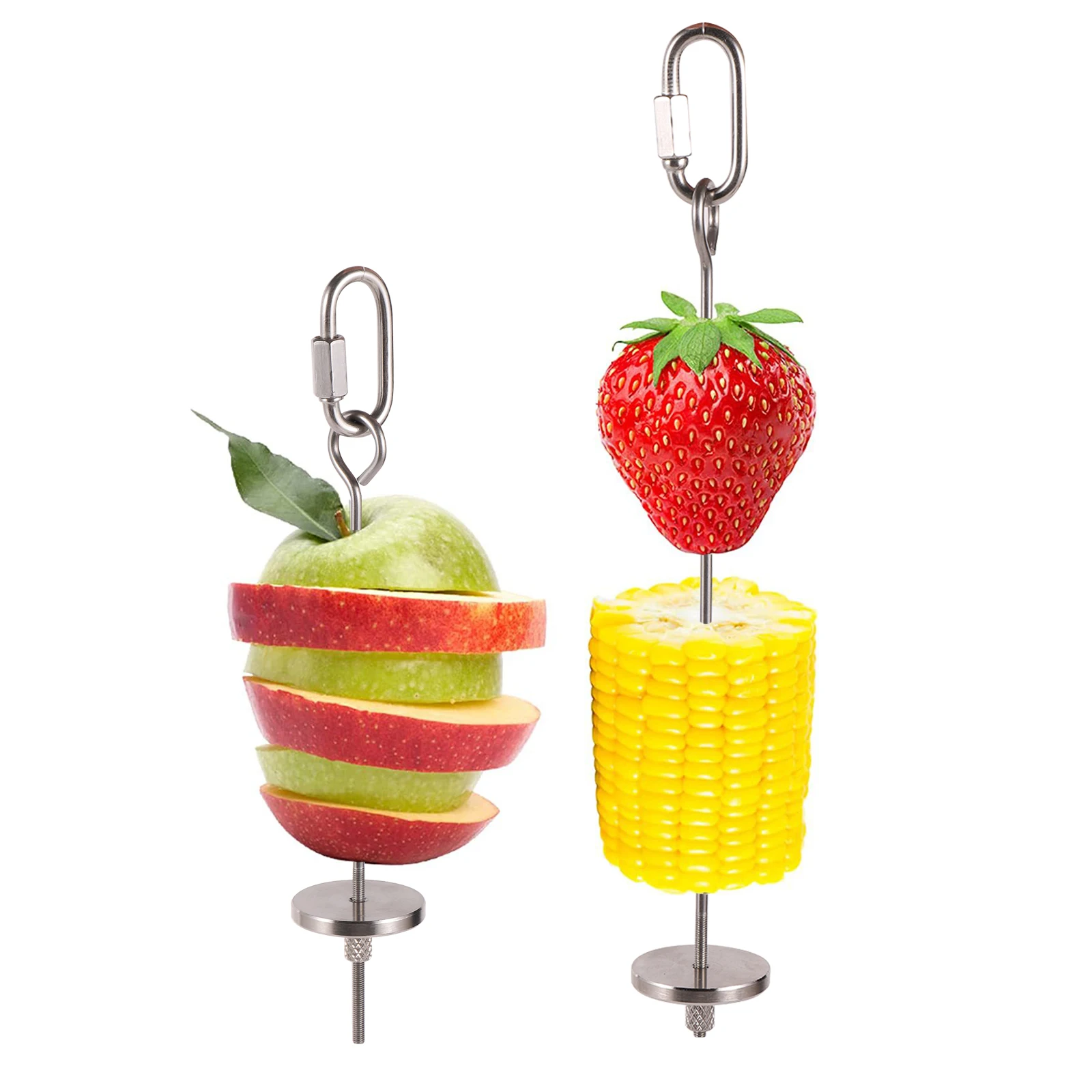 Pet Parrots Birds Food Holder Stainless Steel Fruit Spear Stick Fruit Vegetable Skewer Feeder Foraging Toys Metal Bird Feeder bird toys