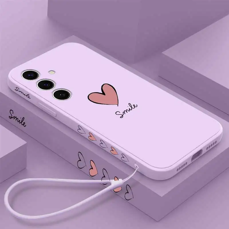 Elegant Liquid Lanyard Silicone Phone Case - Simple Love Collection