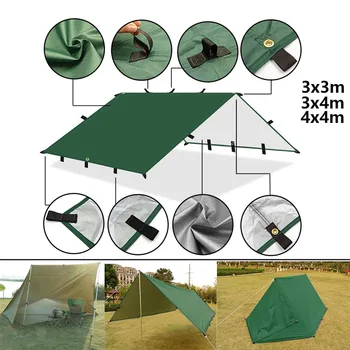 19 Hang Points Tent Tarp Survival Sun Shelter Shade Canopy Outdoor Backpacking Waterproof Camping Awning SunShade4 x4m 4x3m 3x3m