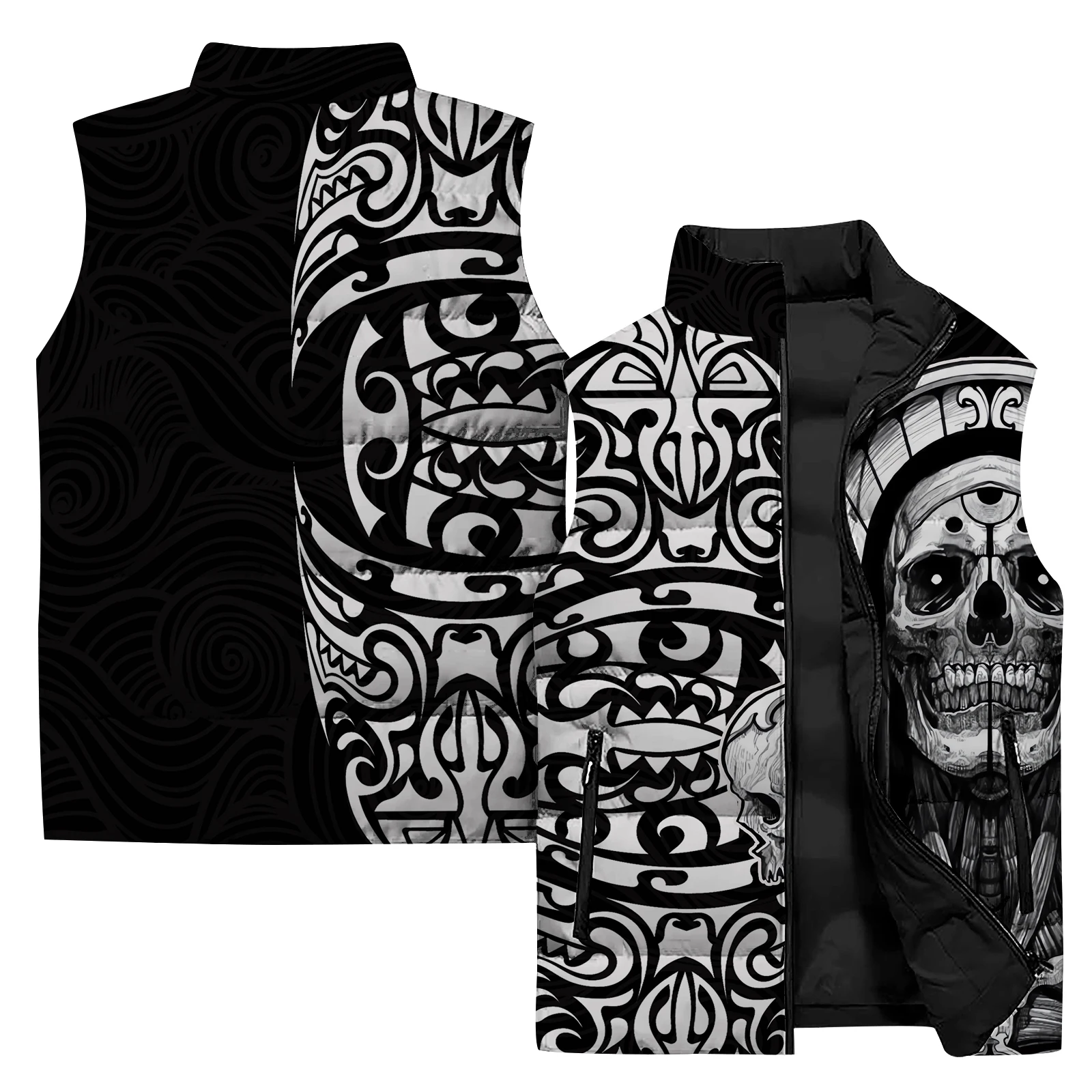 thumbnail image 1 of Chaleco moderno para hombre con impresión digital 3D, asequible, de alta calidad, con diseño de huesos geniales, chaquetas de esqueleto para hombre, de invierno, duraderas, con calaveras, 1 of 4