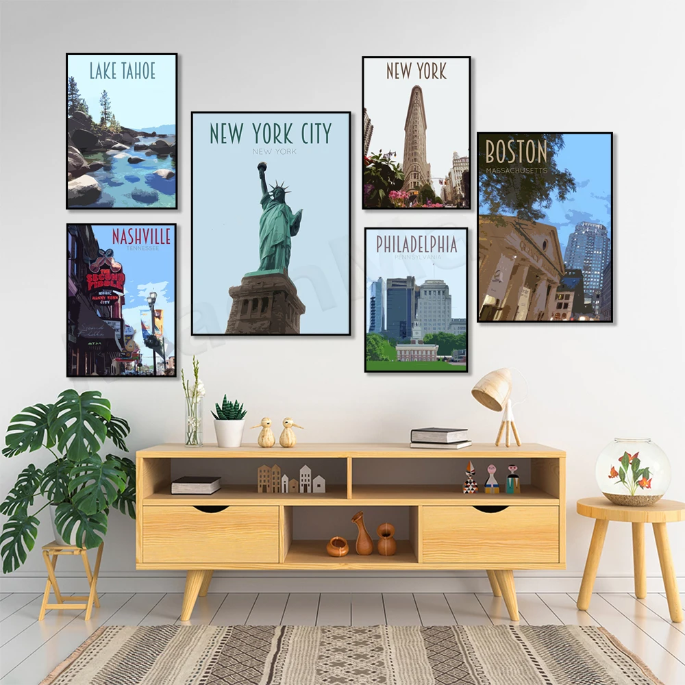 Нью-Йорк, Нью-вилл Теннесси, Юта, Филадельфия, Невада, Массачусетс, Вашингтон, ниагарский Фолз, США, постер для путешествий