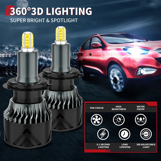 2pcs 120000LM 300W H7 H11 LED Headlight H1 9012 Hir2 9005 HB3 9006 HB4  Turbo Lamp 6000K White CSP Chip Car Light Auto Lamp - AliExpress