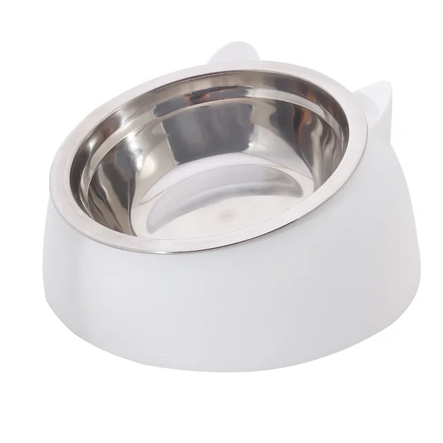 200ml 400ml 15 Degrees Tilted Stainless Cat Bowls Non-slip Base Pets Puppy Cats Food Drink Water Feeder Neck Protection Pet Bowl 5