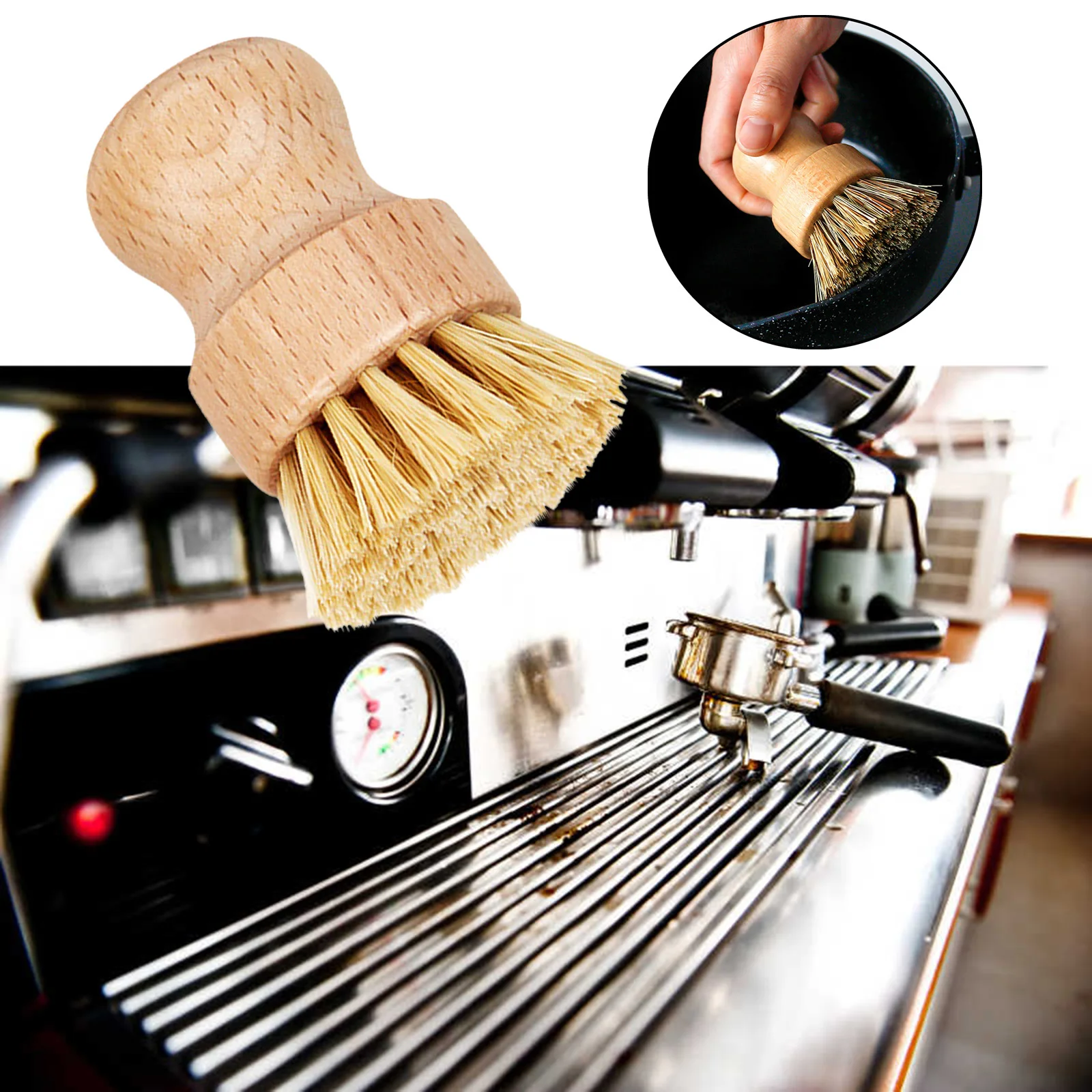 Brosse professionnelle de nettoyage de doseur de café avec manche