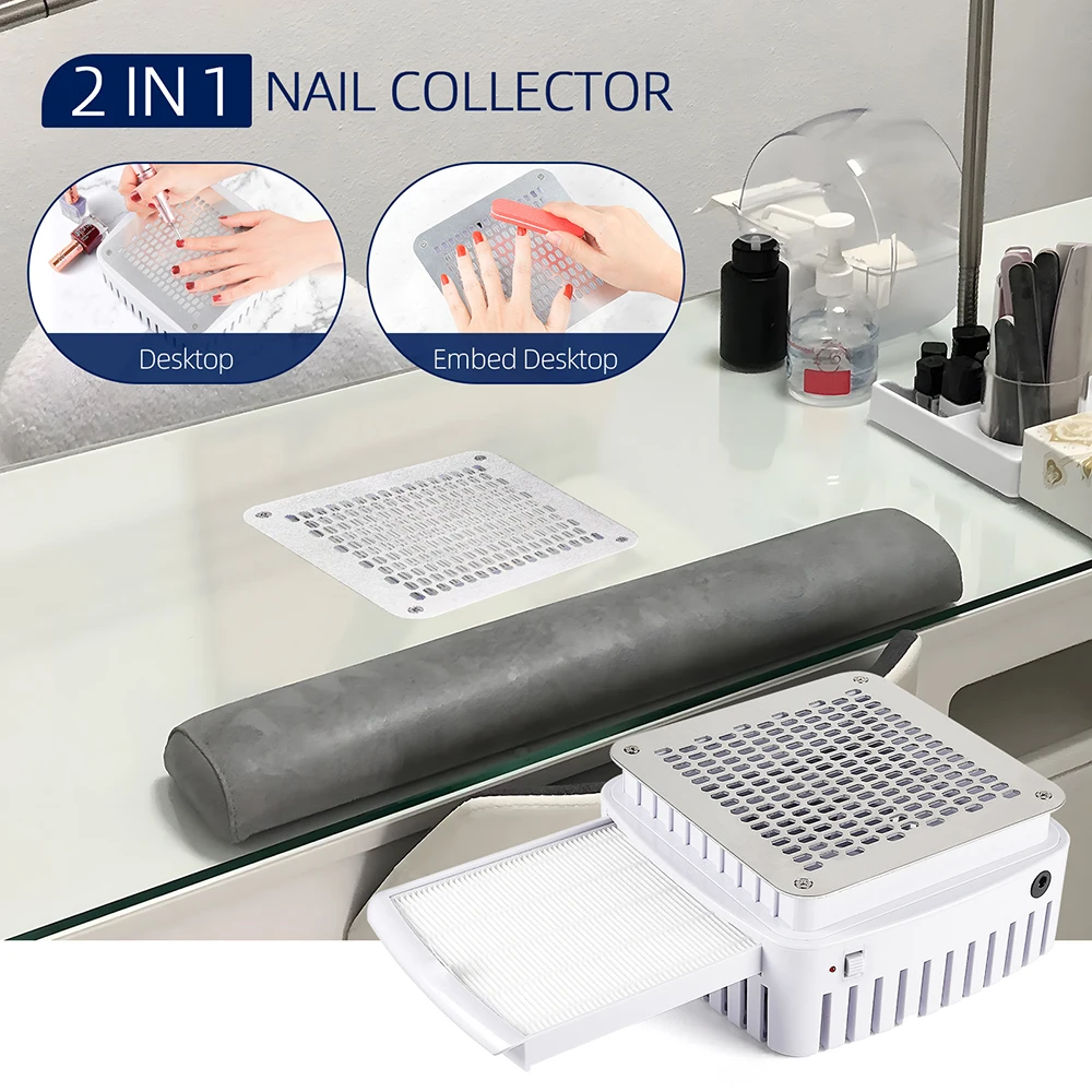 Professional Nail Dust Collector with Filter - Desktop Vacuum Cleaner and Exhaust Fan