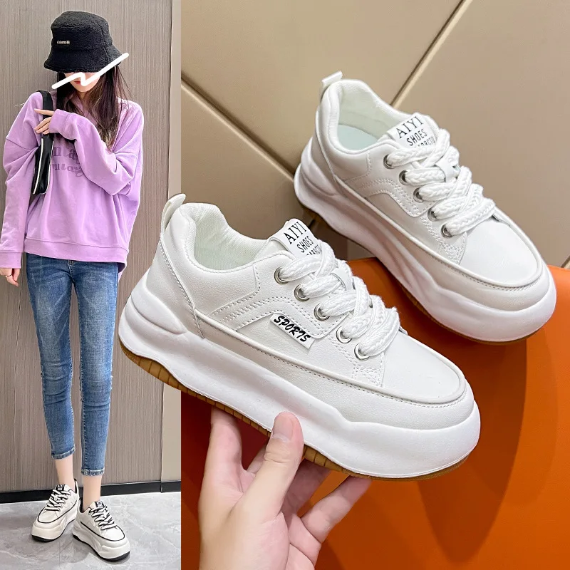 2022 New Shoes Women's Shoes On Offer With Free Shipping Pu  Platform Round Toe Pu Adult Casual Flats Platform Shoes