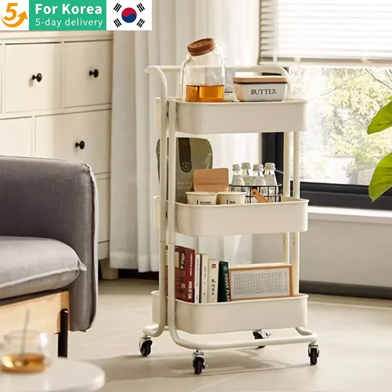 3-Layer Kitchen Storage Racks for Parlor Bathroom Office Shelf Gadget Stainless Steel Holder Trolleys Food Clothes Sundry Organizer
