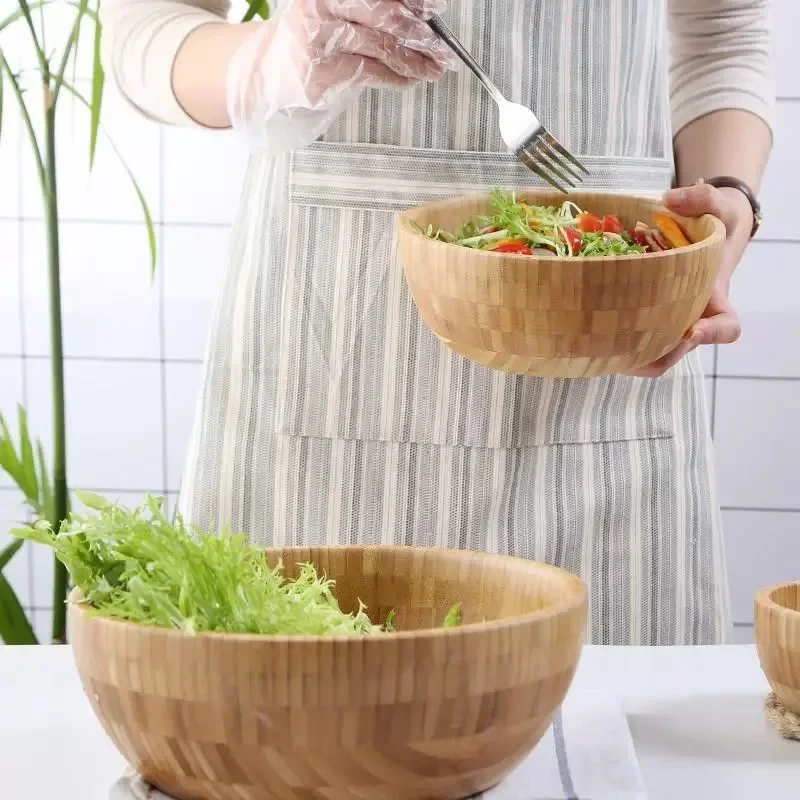 Japanese Salad Wooden Bowl Large Bamboo Bowl Stirring Powdered Mask Chinese Medicine Noodle Noodle Ramen Tableware
