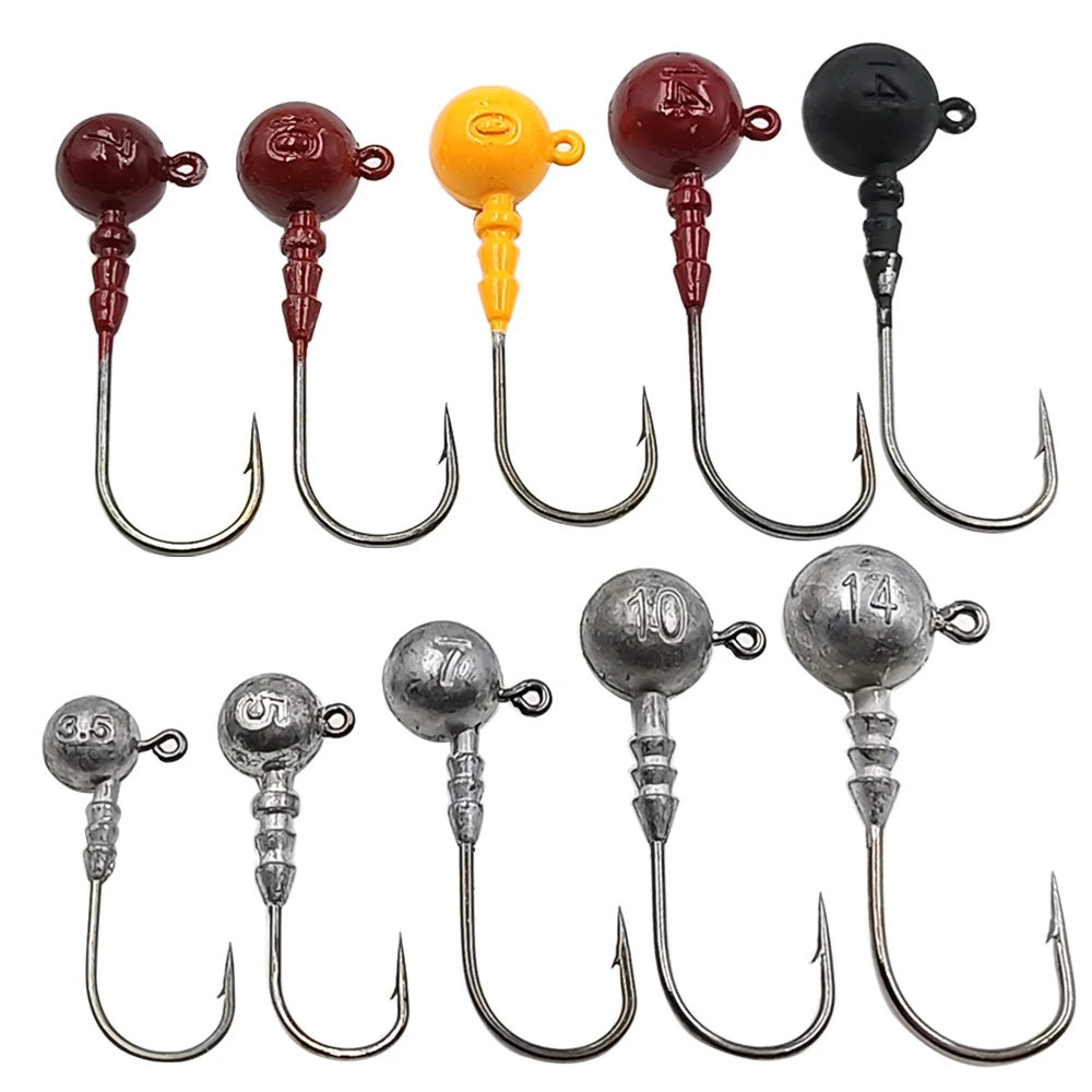 RoundJigHeadsforBassFishingSaltwaterFreshwaterSoftBaitJigs