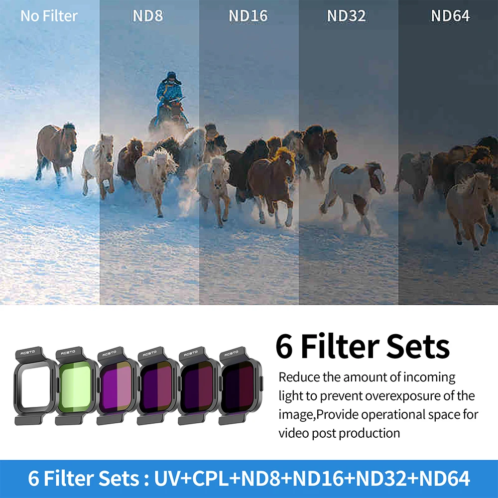 RCSTQ ND Lens Filter for  Flip Optical Glass Lenses Adjustable Filter Set UV CPL