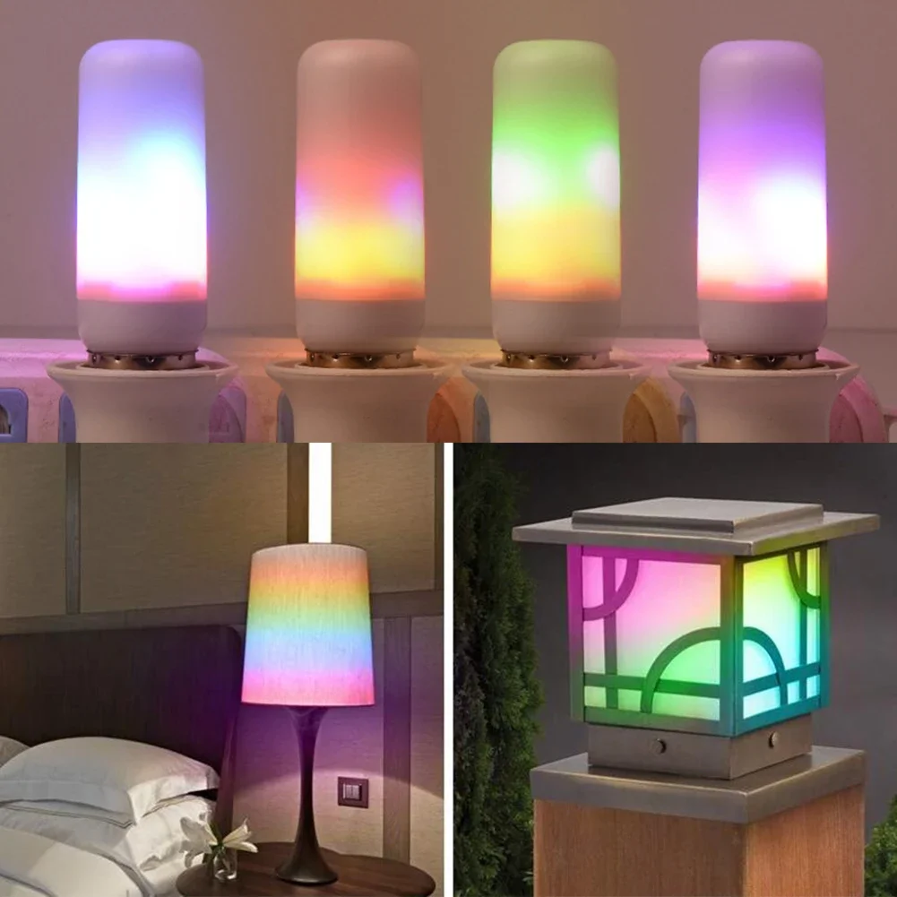 LED Flicker Flame Light Bulb with Simulated Burning Fire Effect - Festive Decorative Lamp with Four Lighting Modes