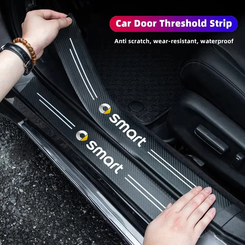 1/4/5Pcs Carbon Faser Auto Tür Schwelle Platte Aufkleber Für Smart Fortwo Forfour 451 453 450 45 Roadster Coupe Cabrio Crossblade – Detail 2