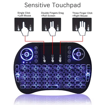 2.4G Air Mouse with Touchpad Keyboard i8 Arabic French Spanish Russian Backlit Mini Wireless Keyboard for PC Android TV Box 3