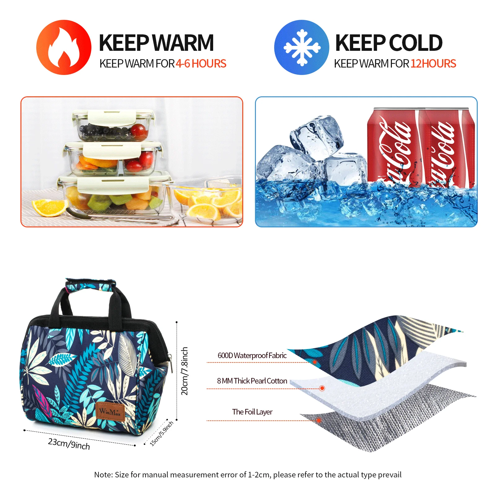 Lunch Box，Thermal Bag，Portable, Waterproof，Durable，Wide Opening，Suitable for Women's Work or Family Picnics