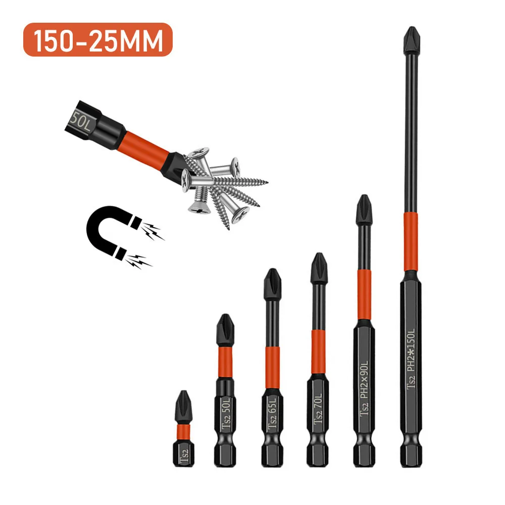 5Pcs PH2 Magnetic Cross Bit Set Special Slotted Cross Phillips Impact Batch Head Hardness Screwdriver Bit Screw Driver Hand Tool cross screwdriver magnetic batch head alloy steel for electric screwdrivers high hardness impact drill bit durable
