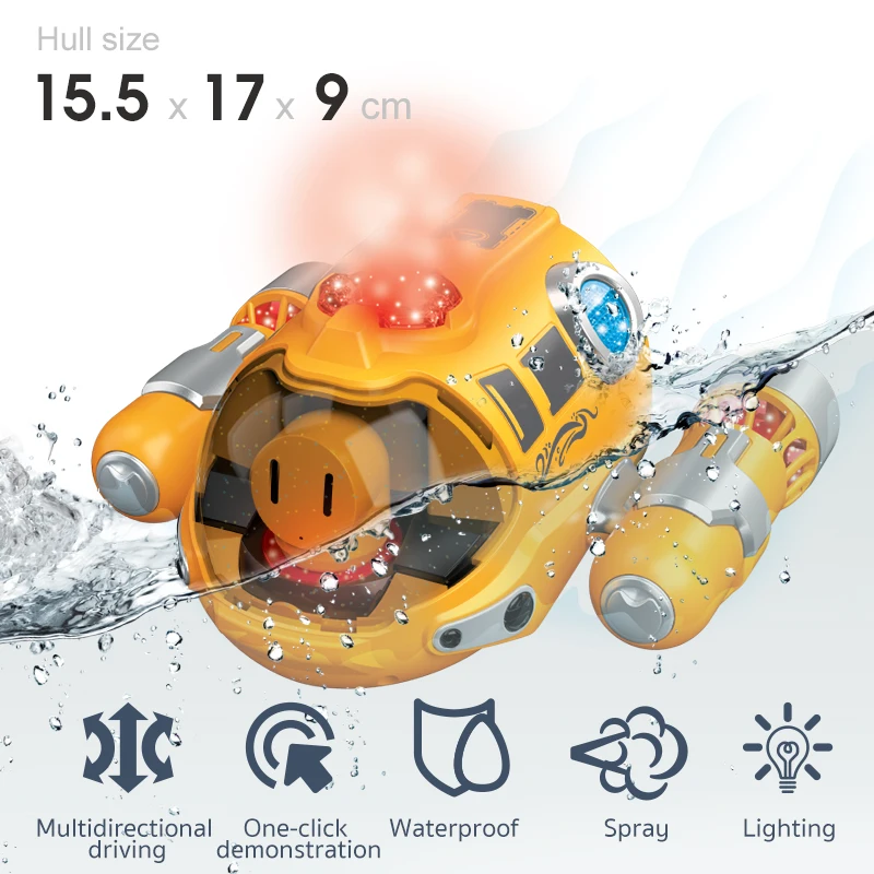 2.4GHz Rc Boat Toys For Kids Remote Control Boat Waterproof Spray Submarine Swimming Pool Motorboat RC Steamboat Children's Toys rc submarine rc boat