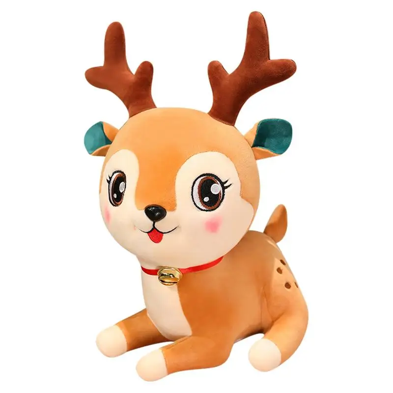 Elk Stuffed Animal Lying Deer Reindeer Pillow Toys Realistic Detail Vivid Cute Super Soft Decorative Deer Plush Christmas
