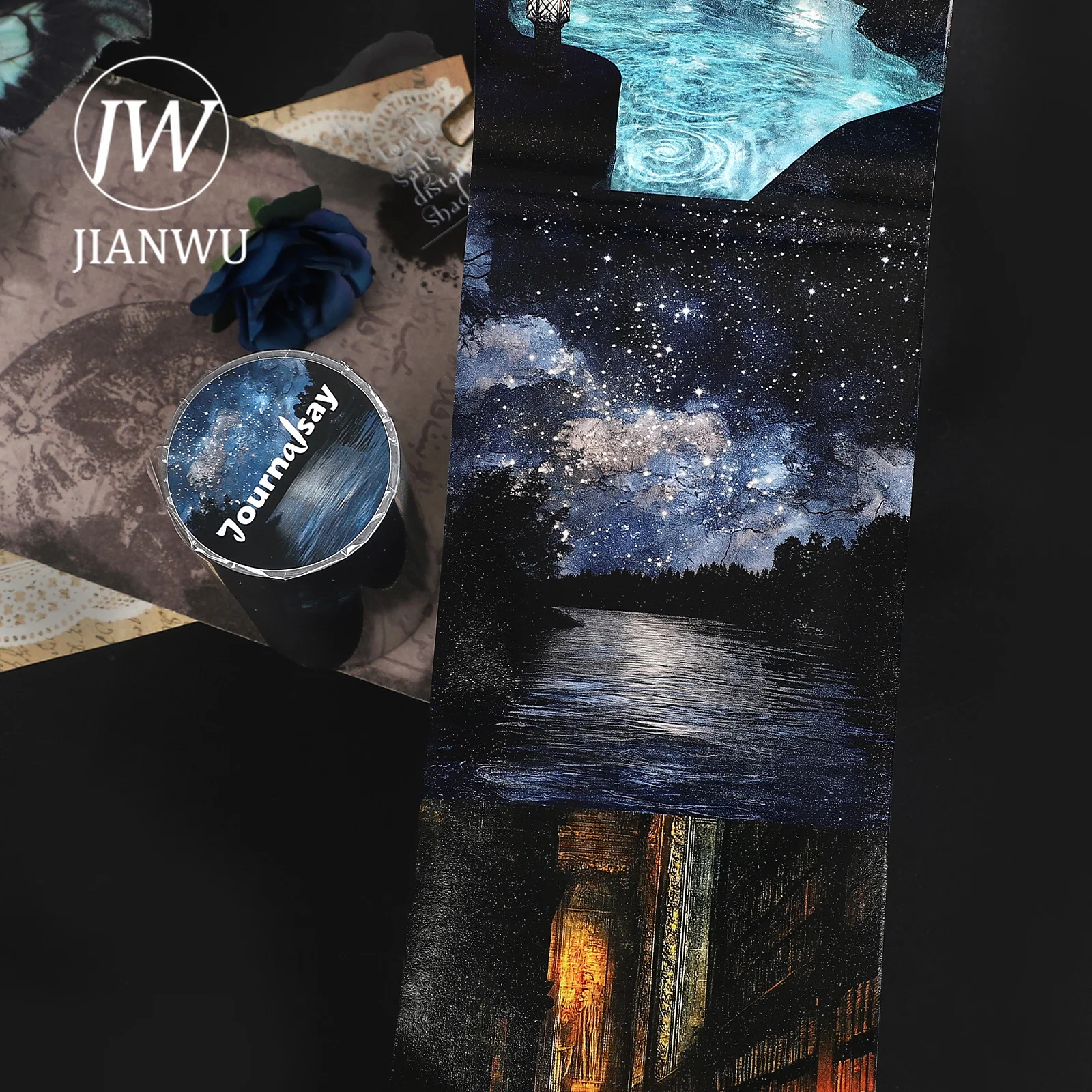JIANWU 80mm * 204cm 빈티지 나이트 캐슬 캐릭터 풍경 소재 콜라주 스크랩북 와시 테이프 크리 에이 티브 DIY 저널 문구