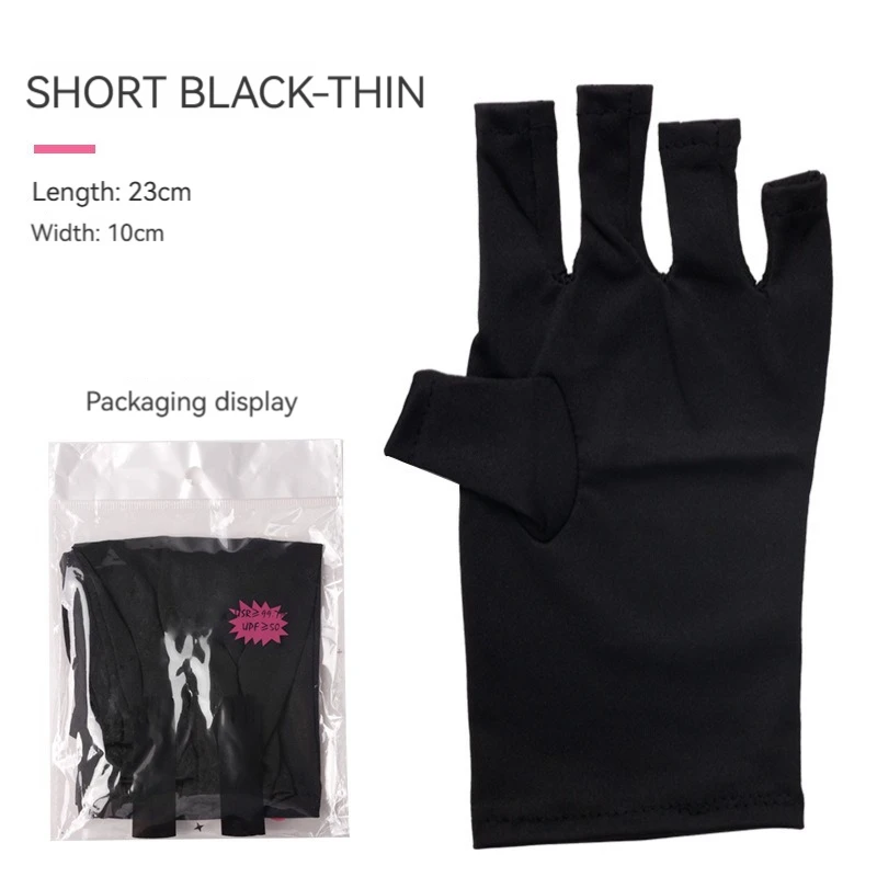 thumbnail image 1 of 2025 Herramientas para uñas Guantes anti-ultravioleta Uv Guantes negros para fototerapia con la mitad de los dedos expuestos Sección corta, 1 of 5