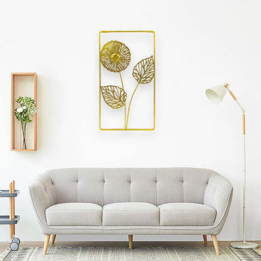 

Light luxury iron art hollow flower wall hanging golden wall decor living room bedroom entrance background wall hanging Gift