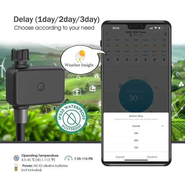Zigbee Smart WiFi Timer with Gateway App Remote Control Alexa Google Assistant Compatible Rain Delay Irrigation History 5