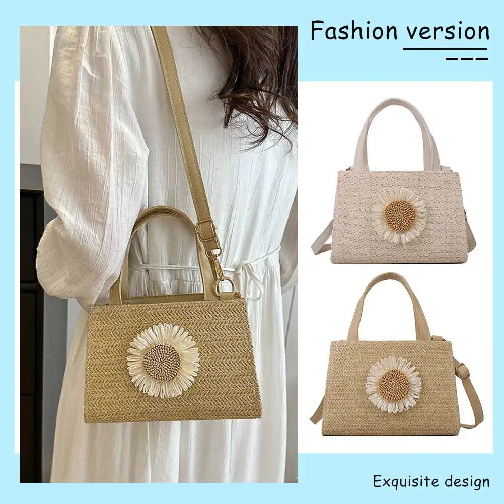 Straw Beach Bag Adjustable Strap Crossbody Bag for Women