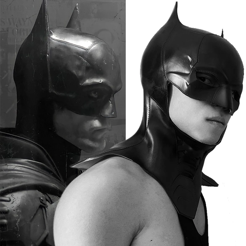 Movie Superhero Bruce Wayne Cosplay Adult Masquerade Latex Long Style Masks Rises Halloween Accessory Prop Carnival Mask