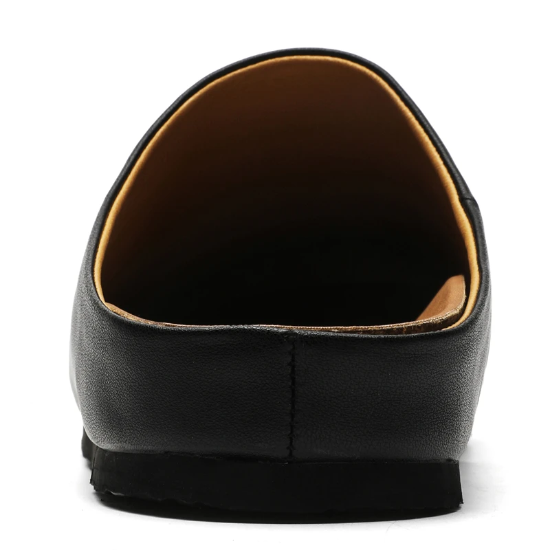 Vintage Half Shoes for Men Backless Loafers Mules Leather Slippers Semi-Drag Casual Shoes Male Slides Man Outdoor Slip On Flats