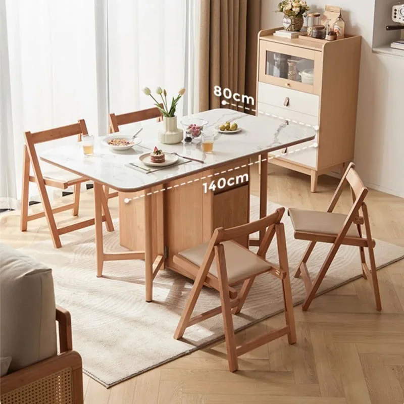 

Wooden Rectangle Dining Table Nordic Minimalist Folding Extension Dining Table Chairs Japanese Mesa Plegables Kitchen Furniture