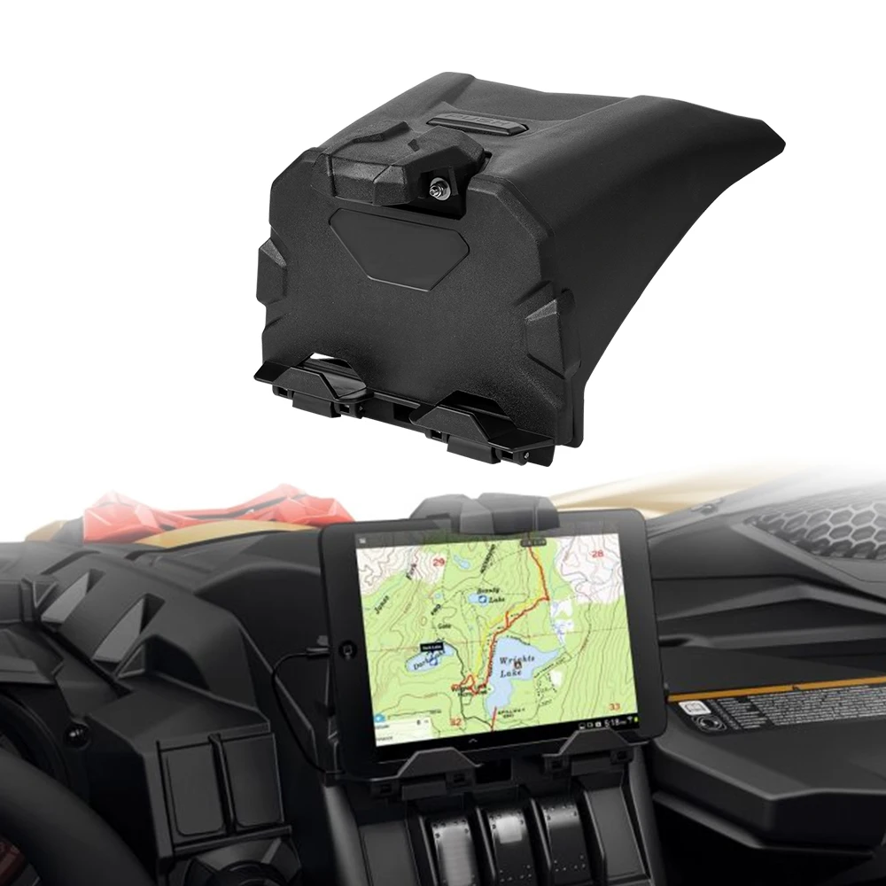 Black Electronic Device Holder With Integrated Storage For 2017-2023 Can Am X3 Models Atv Accessories - 4