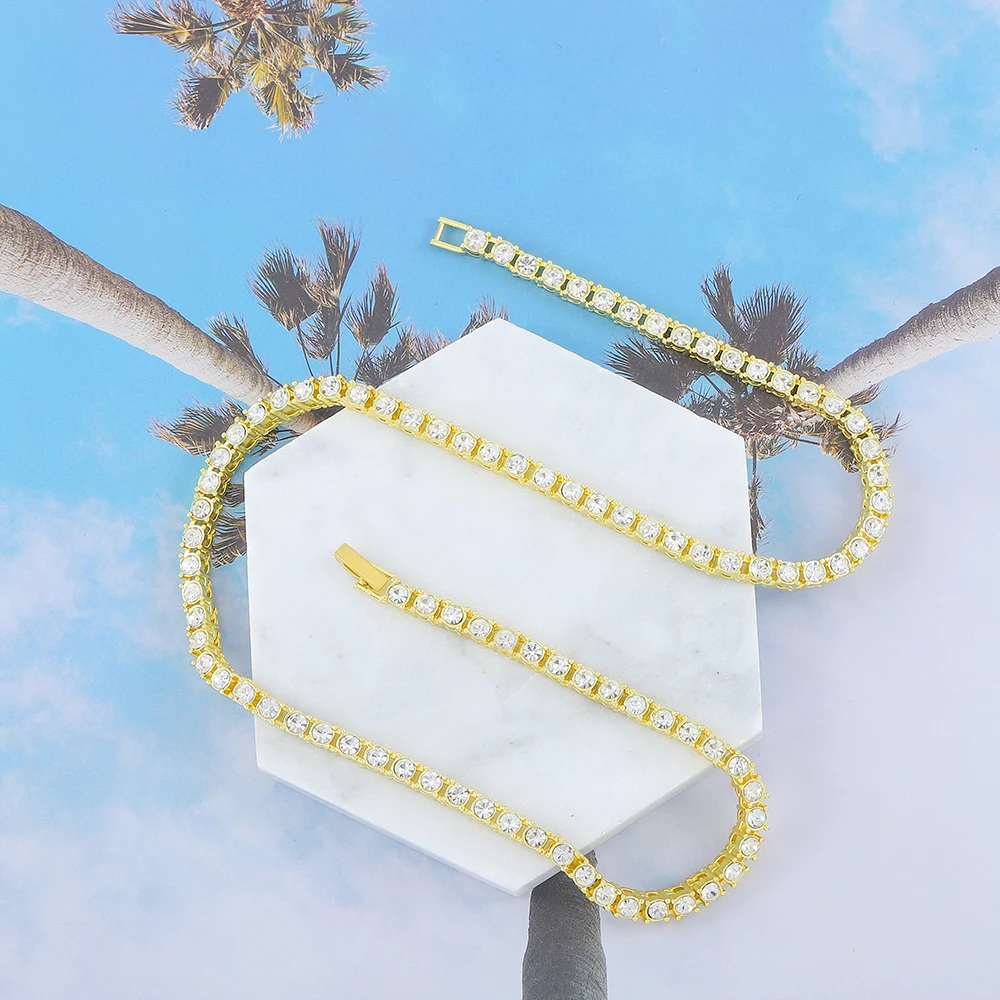 Full Rhinestone Tennis Link Chain sparkling effect