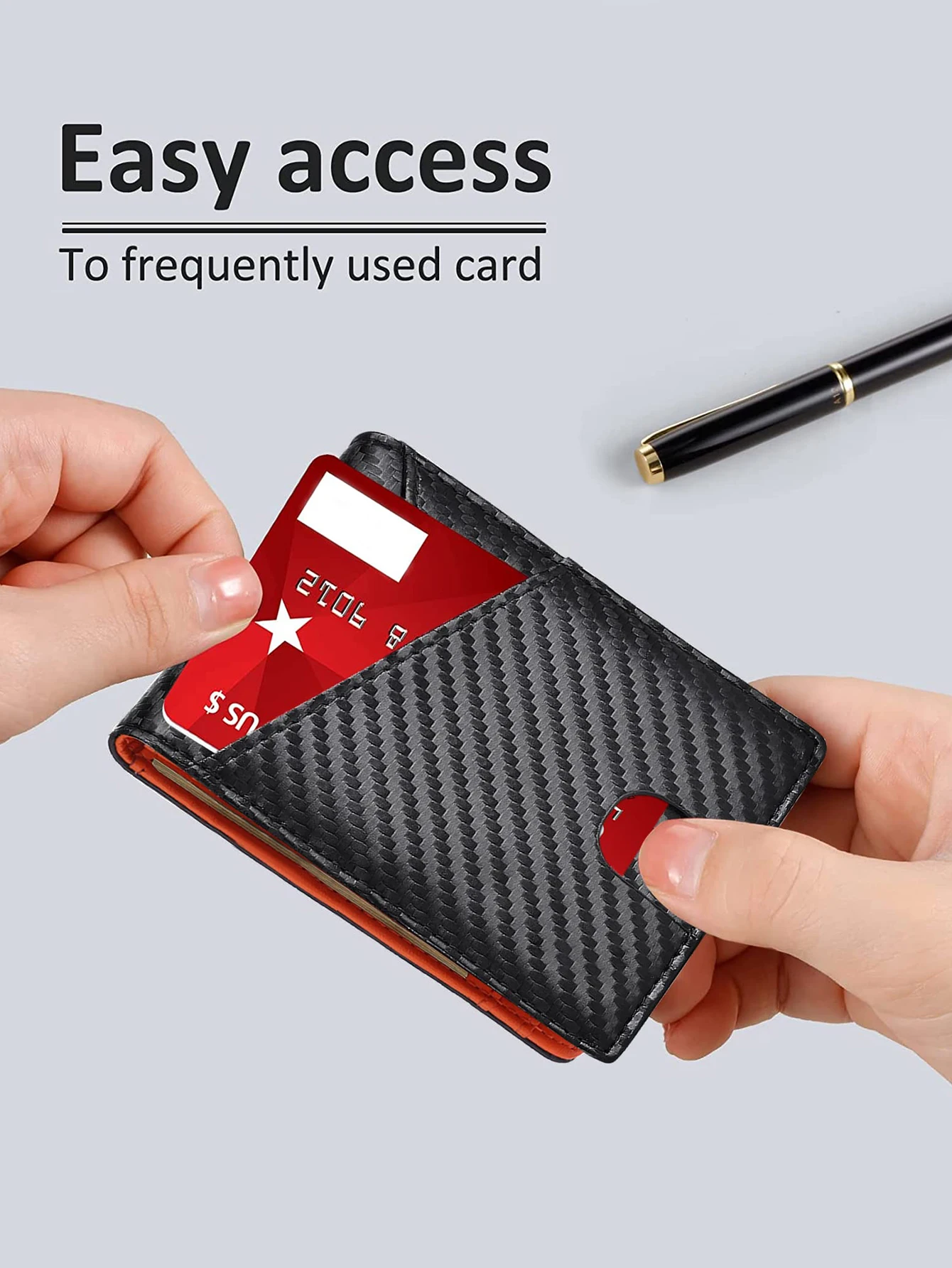 Men's Ultra-Thin RFID Blocking Bifold Wallet with Dual ID Windows & Multiple Card Slots