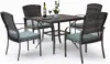 5 Piece Patio Dining Set, Green, Weather Resistant PE Rattan Table and Chairs, Comfortable Cushions, Easy Maintenance 1