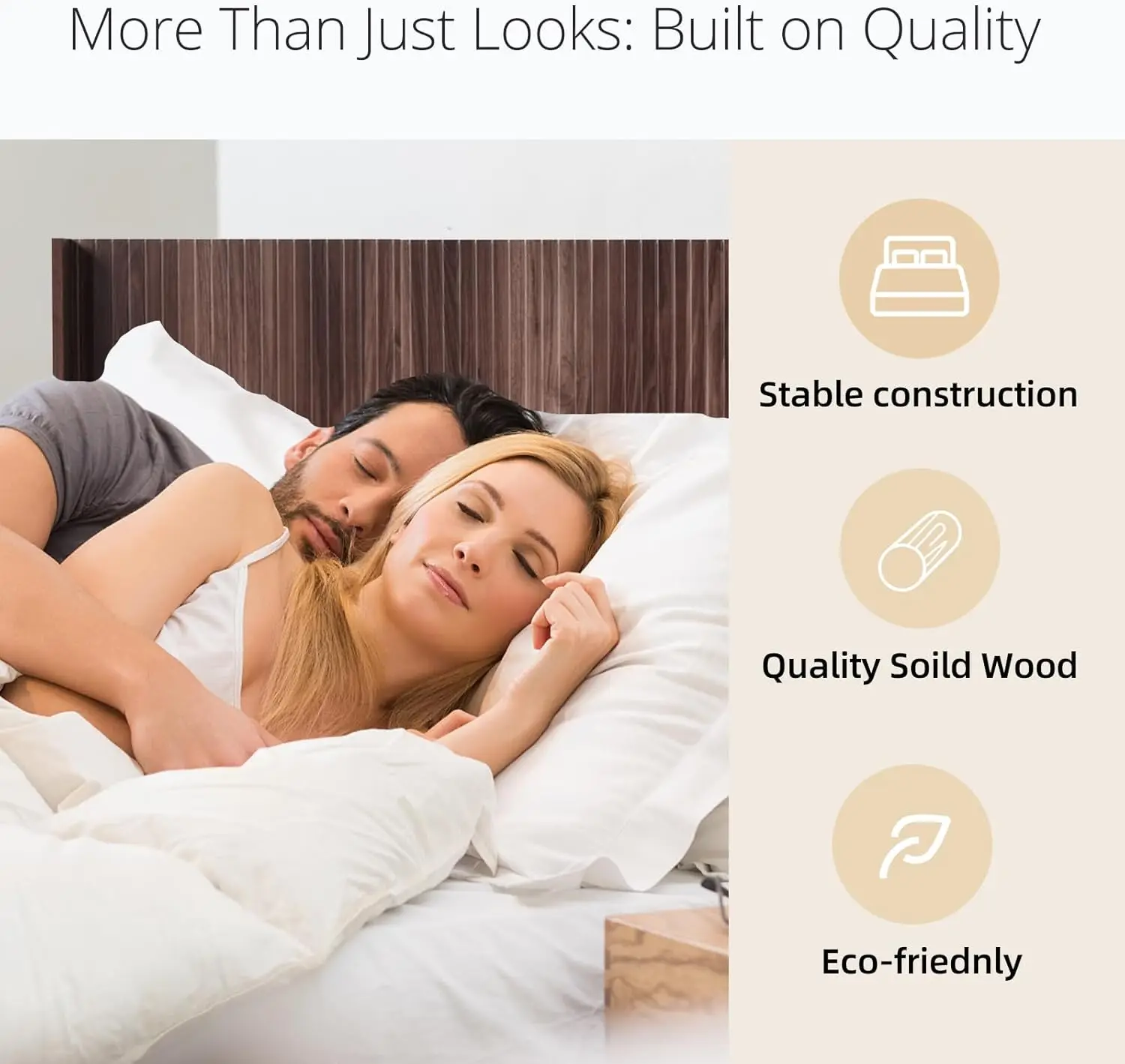 Wood Queen Headboard Only, Wooden Boho Farmhouse Fluted Headboard Queen Size, Wall Mounted Natural Walnut with Wingbacks