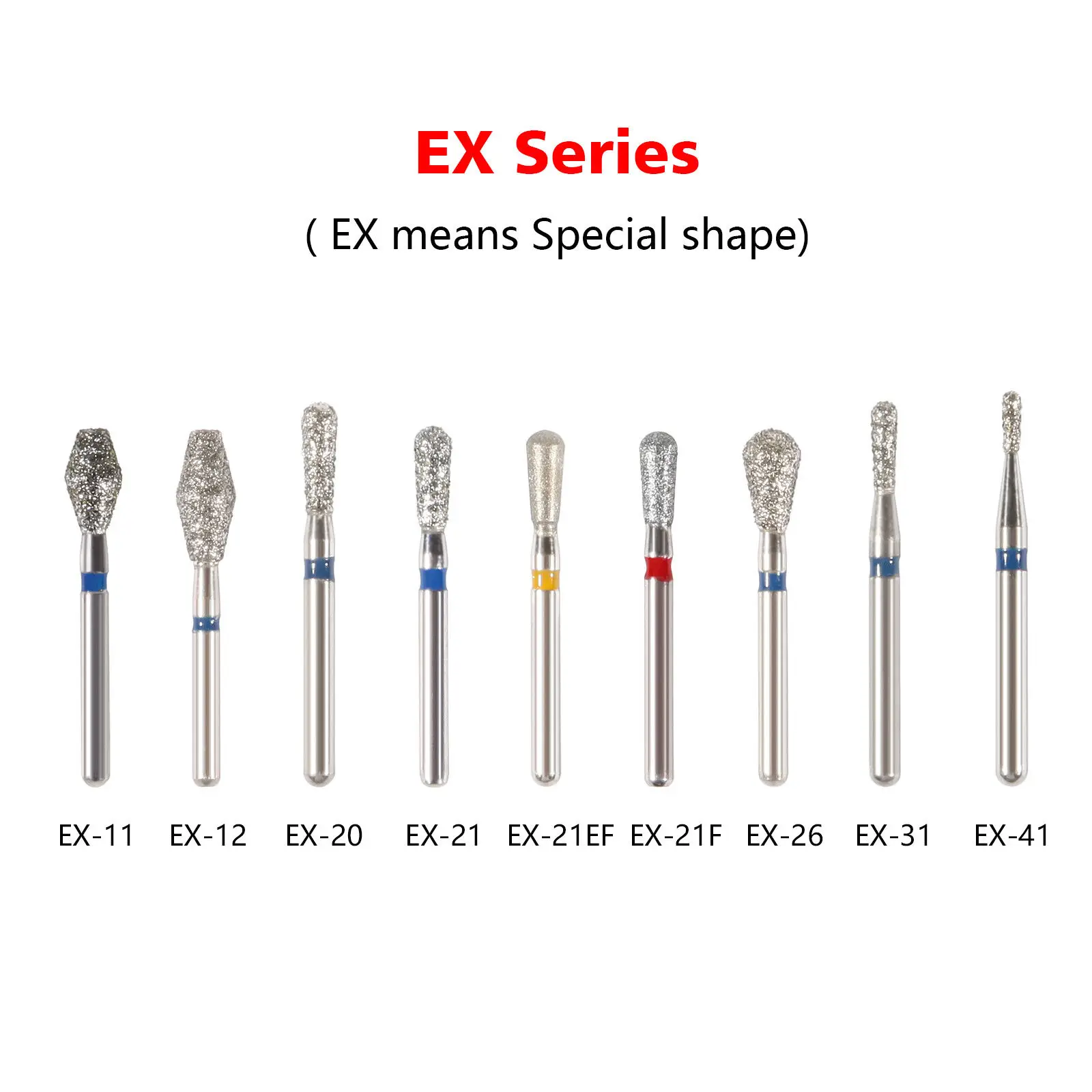 

5PCS/1Box Dental Diamond Burs for High Speed Handpiece Medium FG1.6mm Special Shape EX
